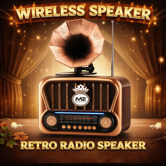 Portable Retro Bluetooth Speaker – FM, USB, AUX, Type-C, 10W