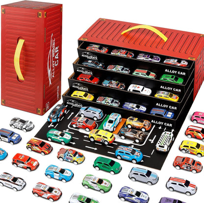 Toy Cars for Kids, 48 Pull Back Race Cars Toys, Container Storage Box,